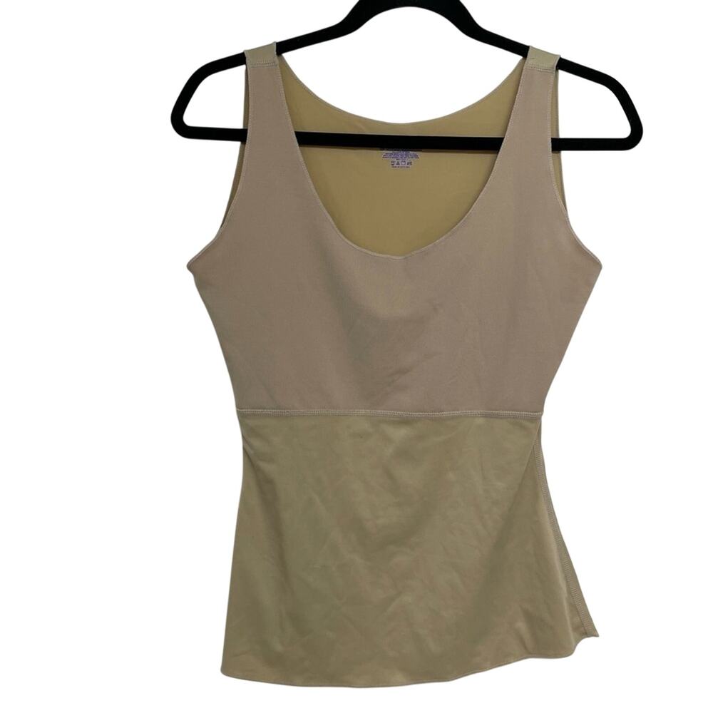 Spanx Nude Scoop Neck Tank Top Womens Large Seamless Tan Shapewear Sleeveless
